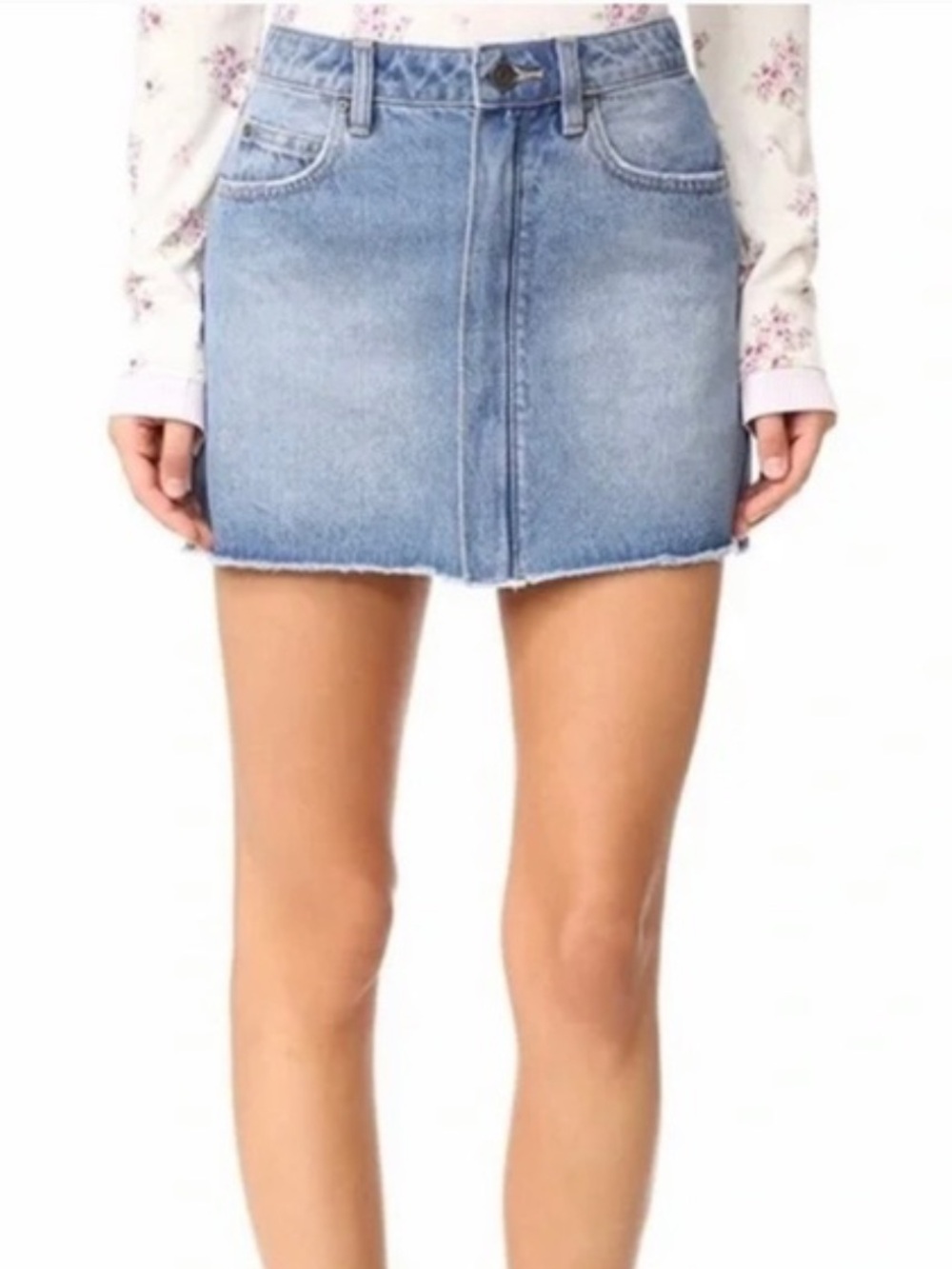 Joie Hayon Light Wash Denim Front-Zip Mini Skirt NWT